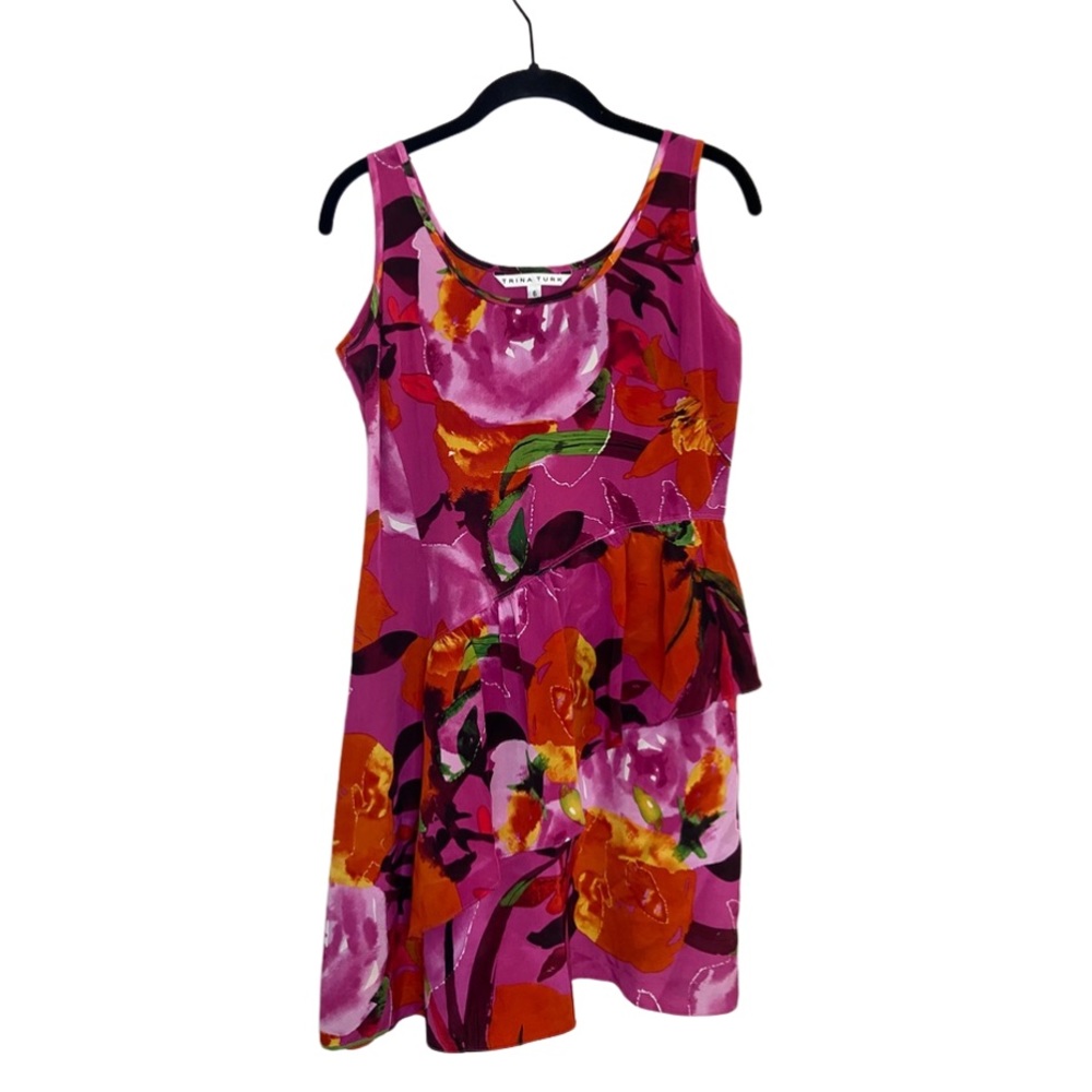 Trina Turk Dress, floral silk, size 6